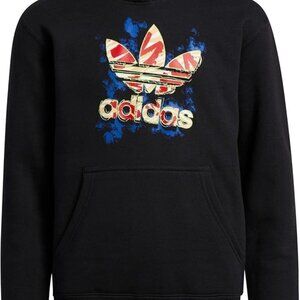 Adidas Trefoil Hooded Sweatshirt Kids Hoodie Black Medium 10-12 NEW